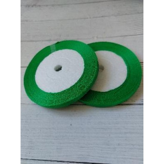 Лента атласная однотонная 0,6 см*25 ярдов цв. зеленый 19, цена за катушку